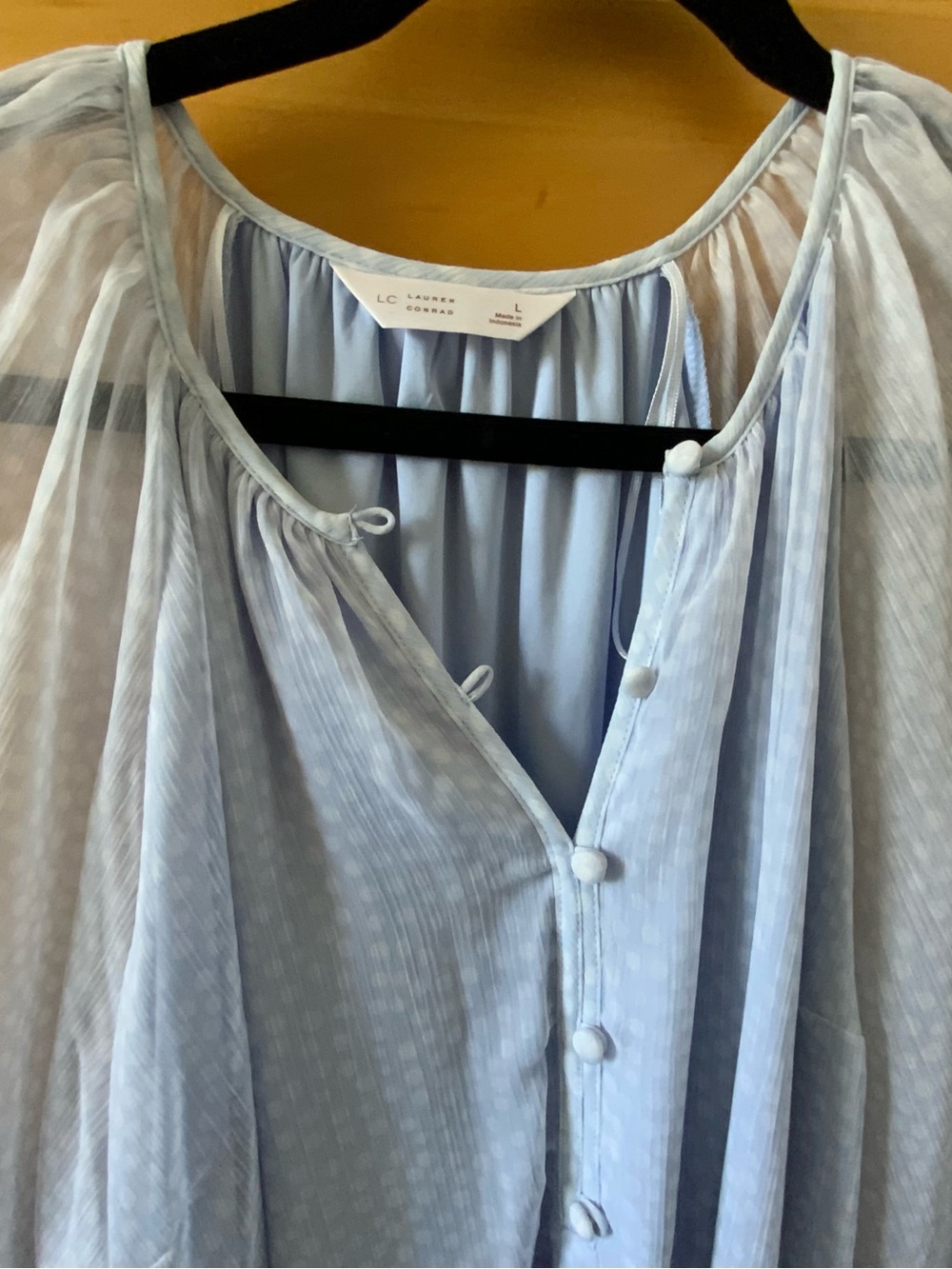 LC Lauren Conrad Pale Blue Sheer Blouse
